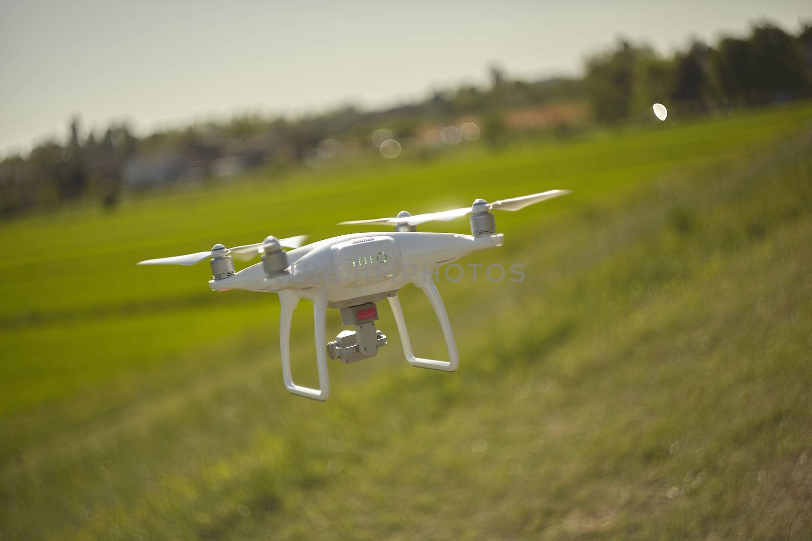 LENDINARA , ITALY 24 MARCH 2020: Drone dji Phantom in action piloted by a boy
