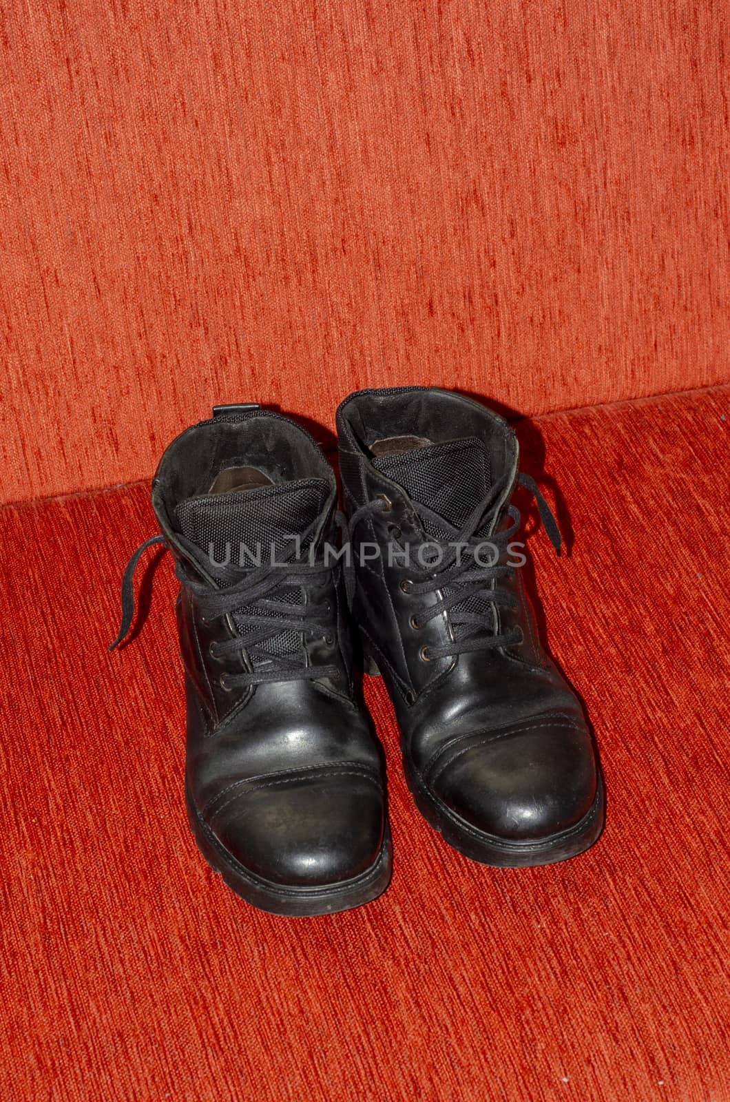 Old Black Leather Boots, Vintage by Hasilyus