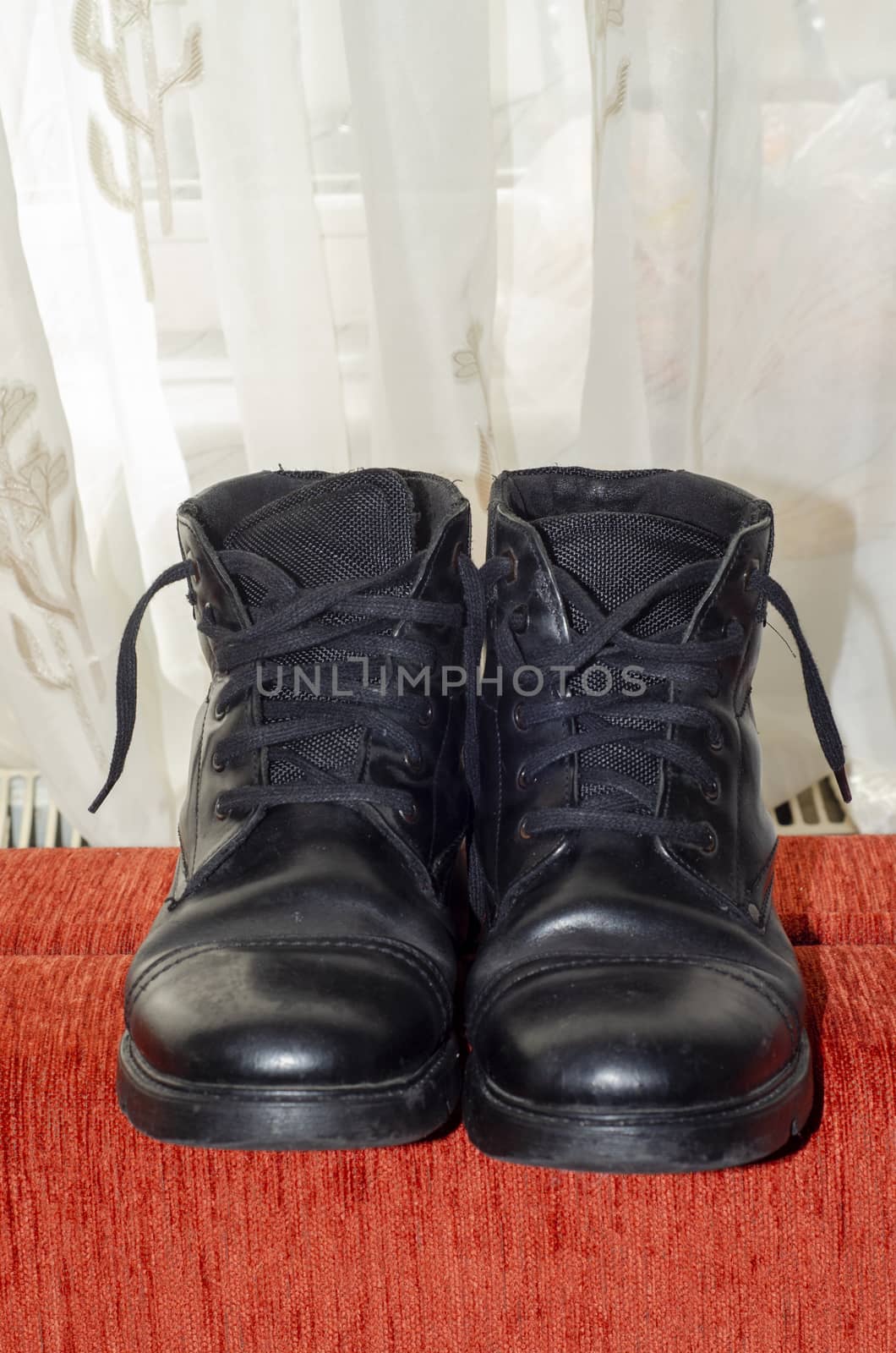 Old Black Leather Boots, Vintage by Hasilyus