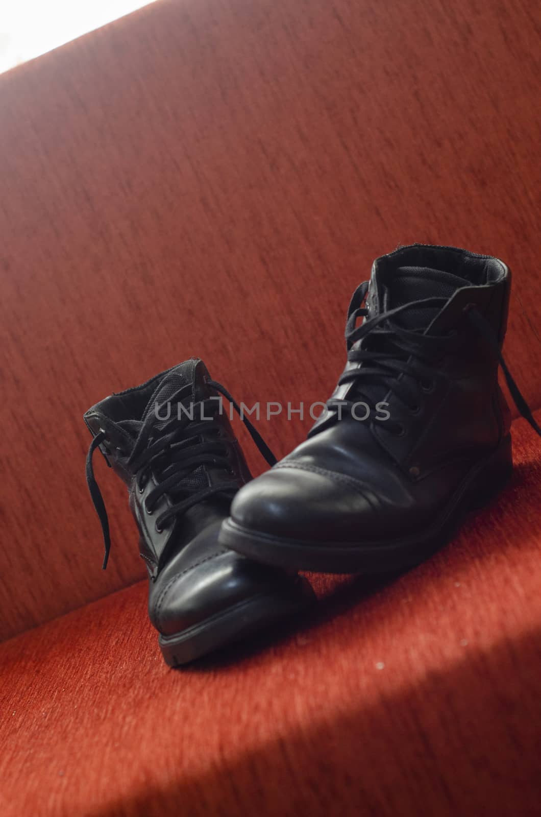 Old Black Leather Boots, Vintage