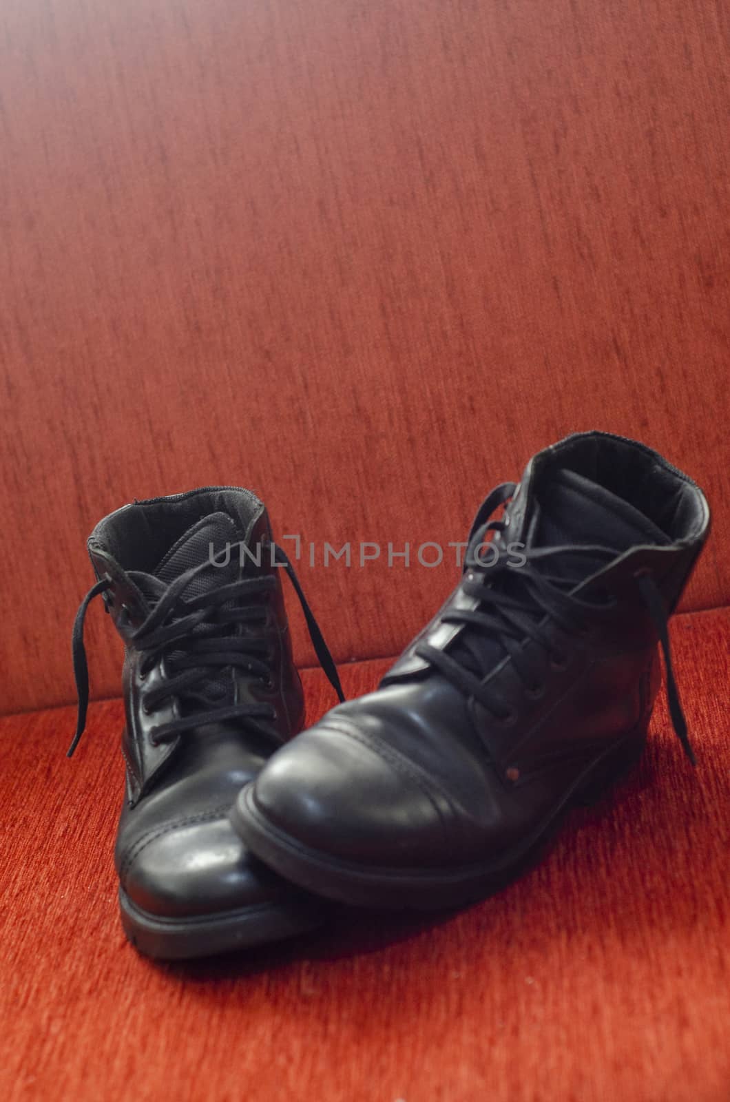 Old Black Leather Boots, Vintage by Hasilyus