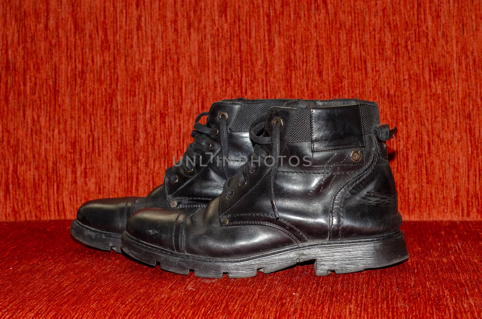 Old Black Leather Boots, Vintage by Hasilyus