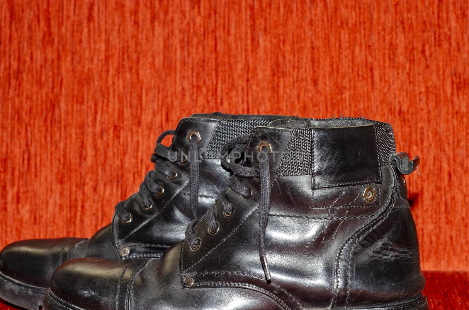 Old Black Leather Boots, Vintage by Hasilyus