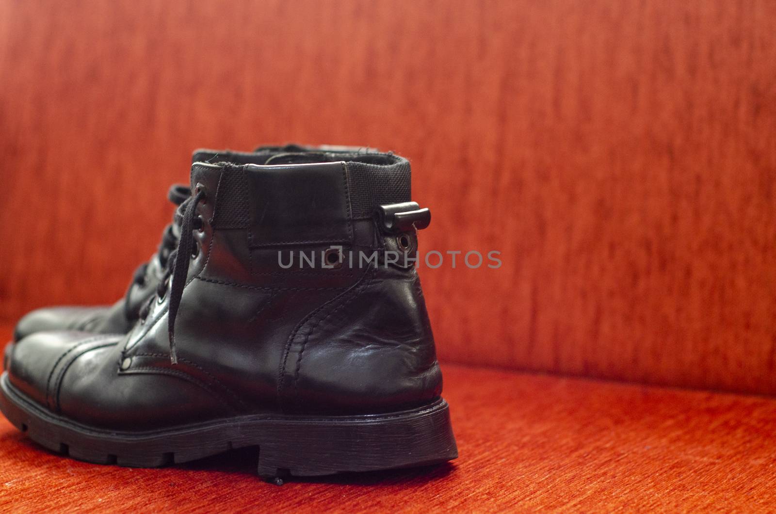 Old Black Leather Boots, Vintage by Hasilyus