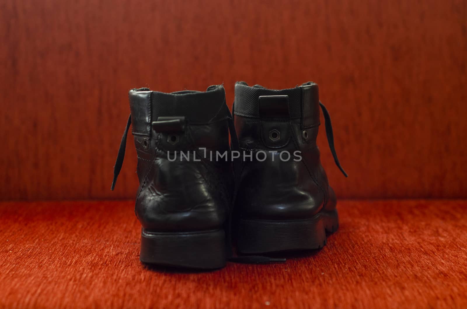 Old Black Leather Boots, Vintage by Hasilyus