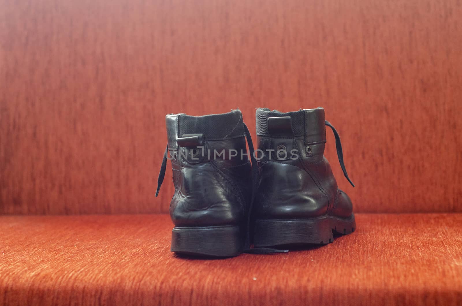 Old Black Leather Boots, Vintage by Hasilyus