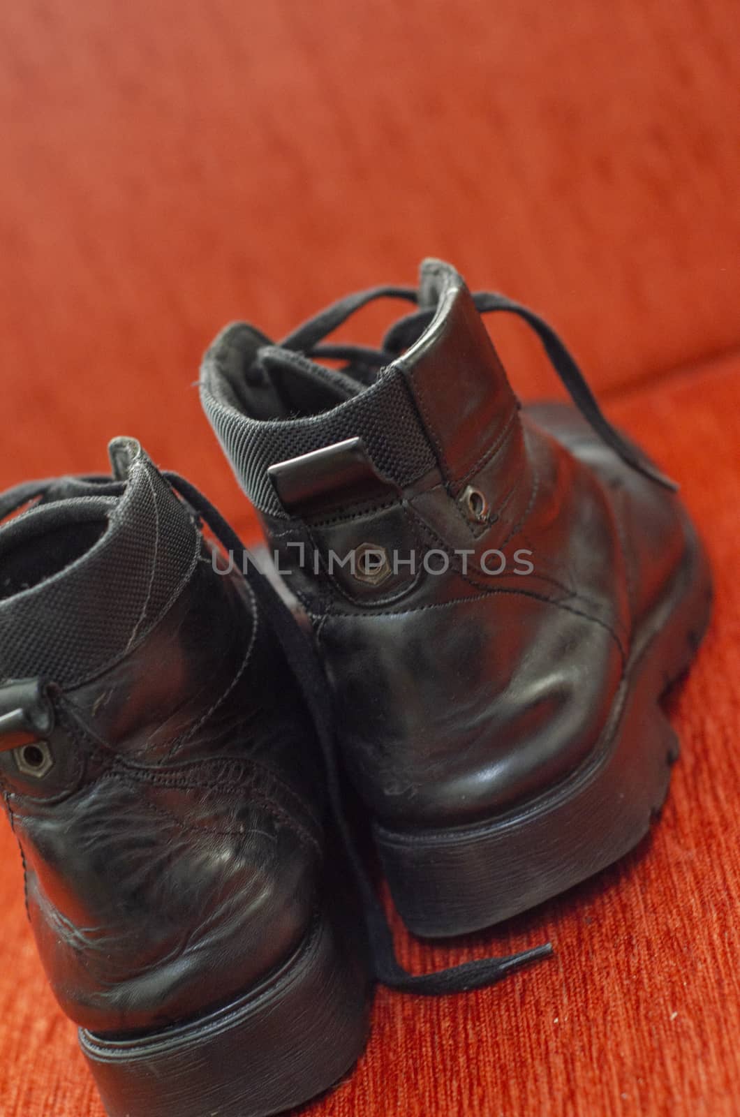 Old Black Leather Boots, Vintage by Hasilyus