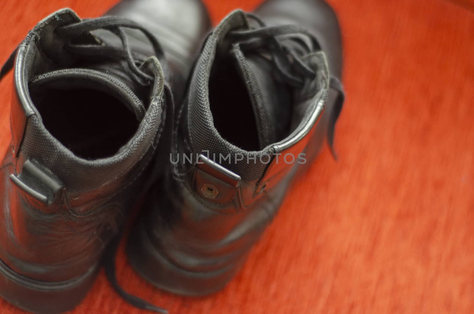 Old Black Leather Boots, Vintage by Hasilyus