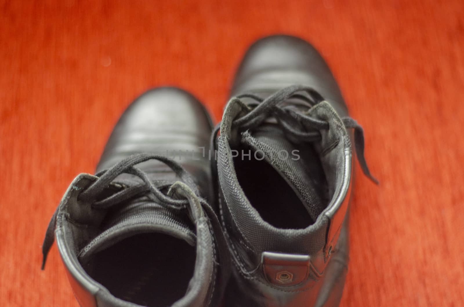 Old Black Leather Boots, Vintage by Hasilyus