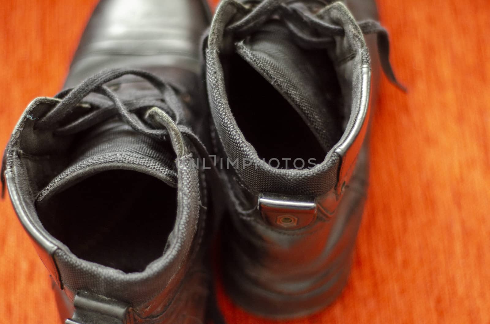 Old Black Leather Boots, Vintage by Hasilyus
