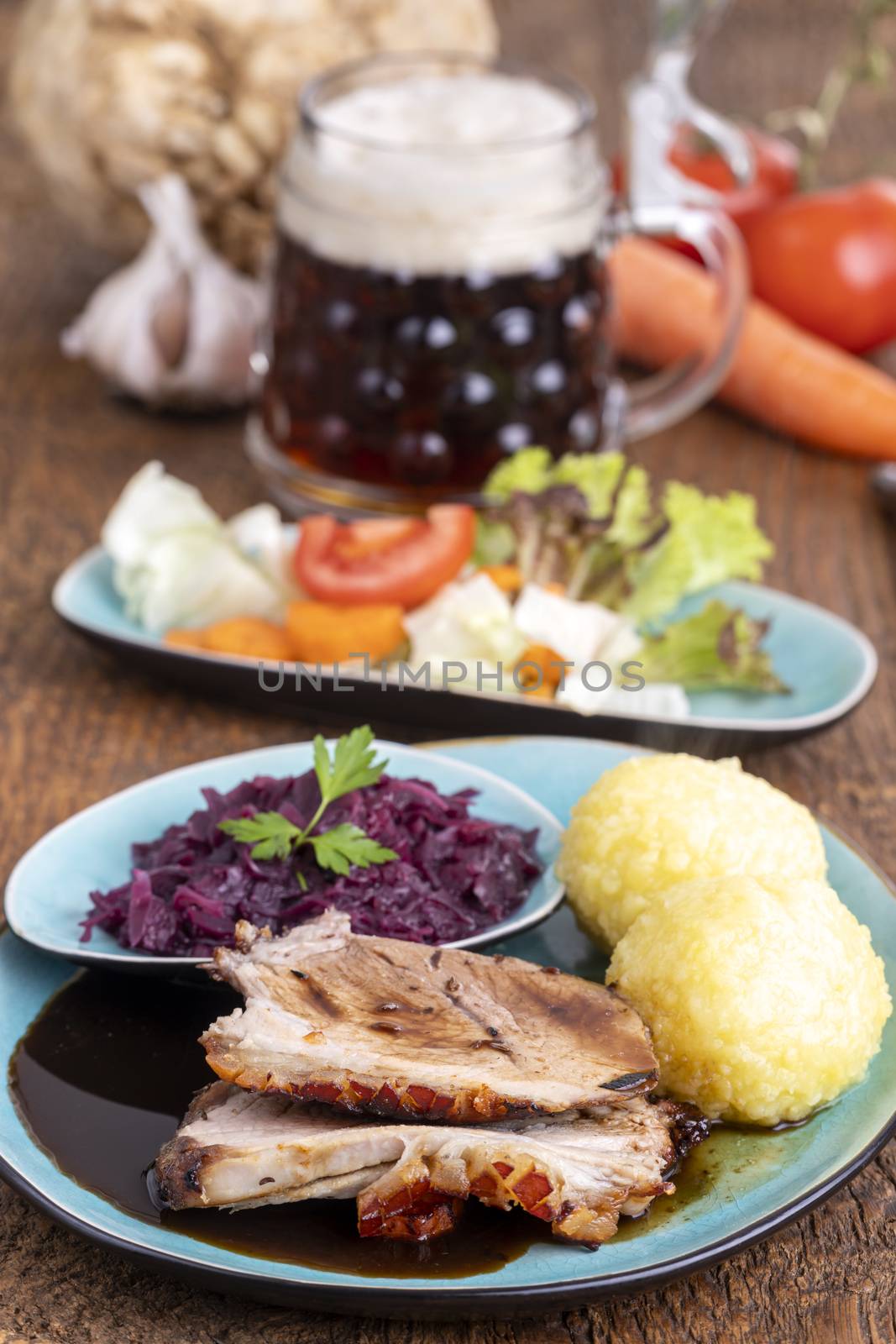 bavarian roasted pork with dumplings