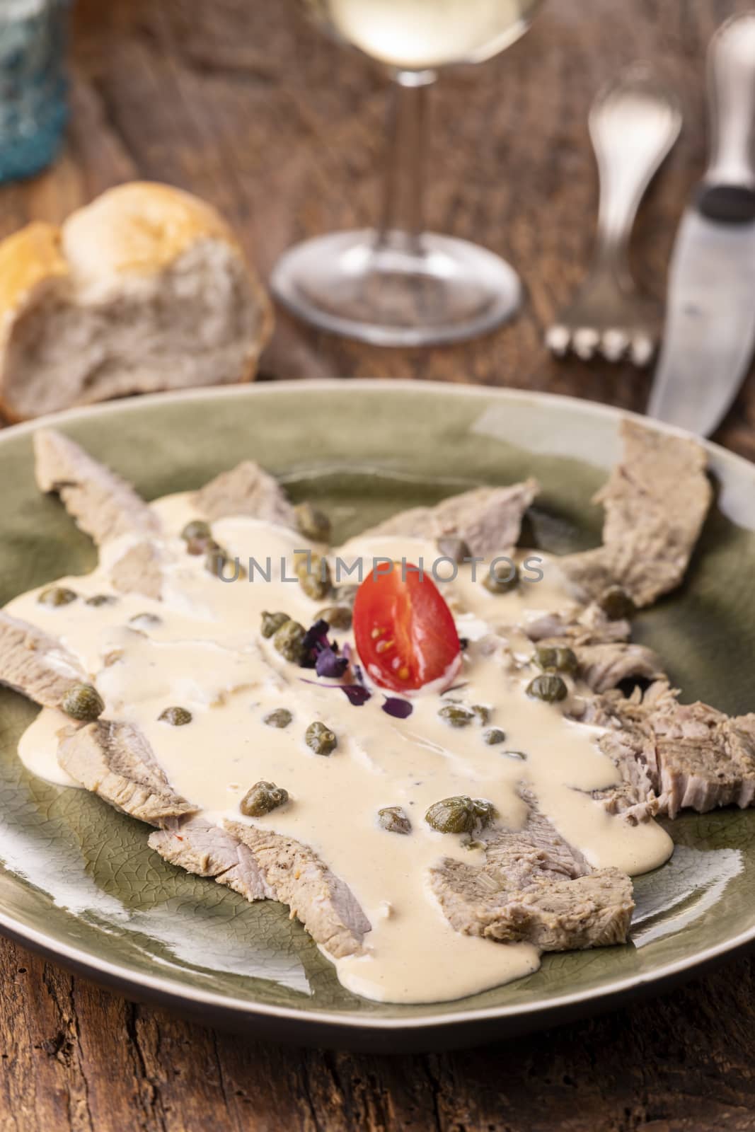 italian vitello tonnato on a plate