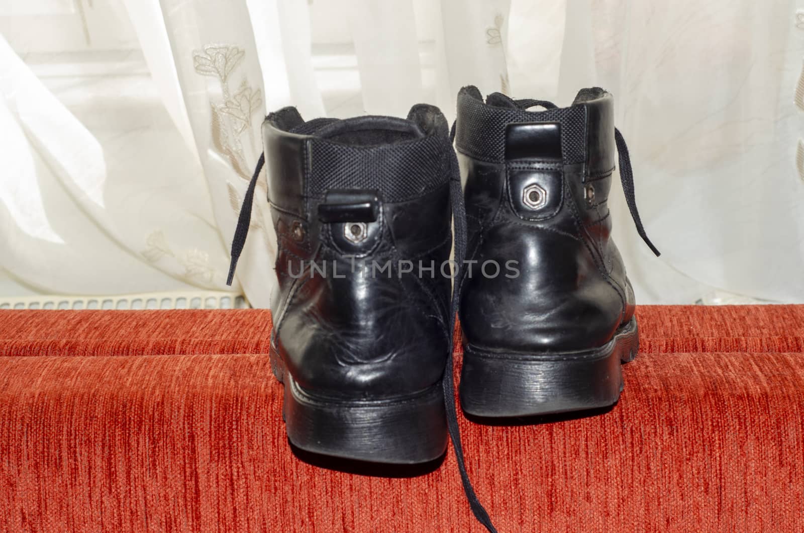 Old Black Leather Boots, Vintage