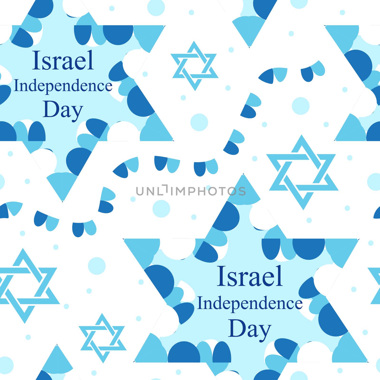 Happy Israel Independence Day seamless pattern with flags and bunting. Jewish Holidays endless background, texture. Jewish backdrop. illustration