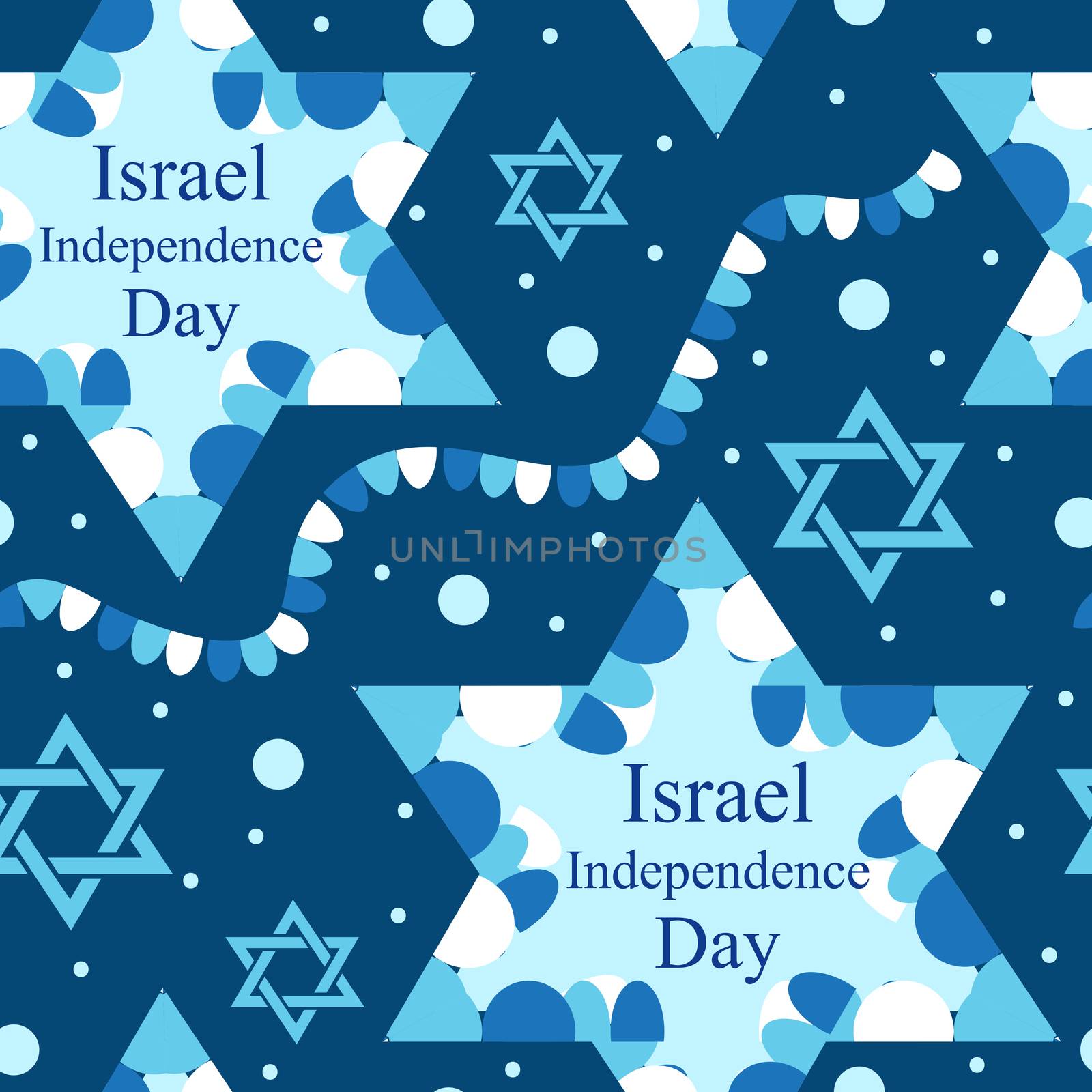 Happy Israel Independence Day seamless pattern with flags and bunting. Jewish Holidays endless background, texture. Jewish backdrop. illustration. by lucia_fox