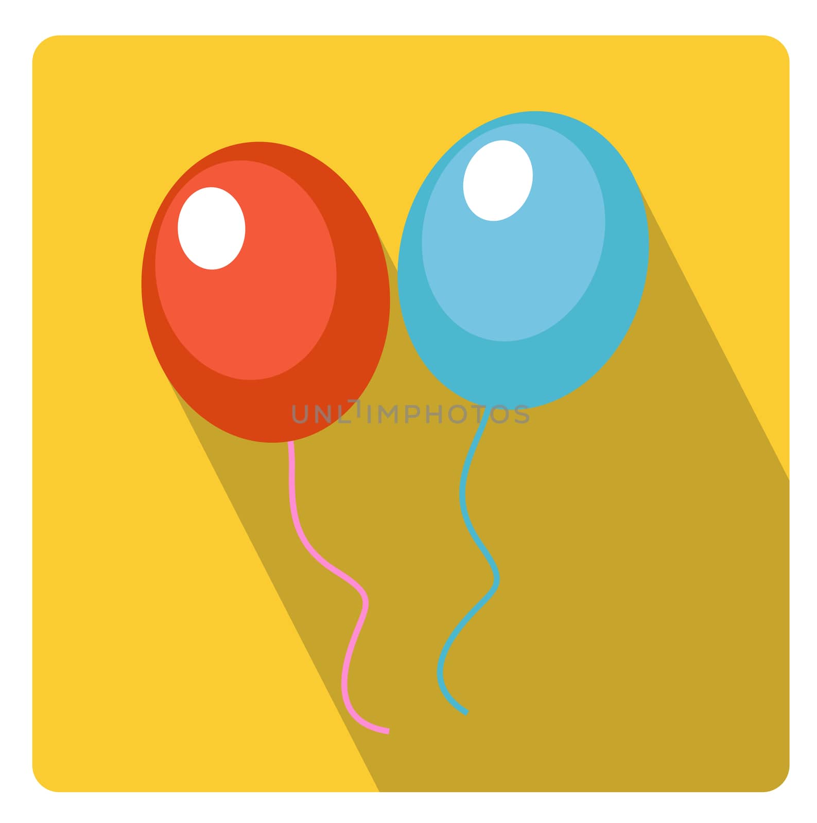 Balloons for celebration icon flat style with long shadows, isolated on white background. illustration