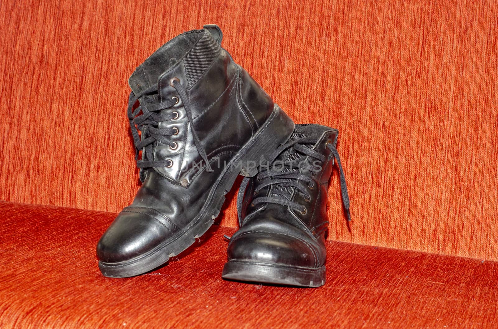 Old Black Leather Boots, Vintage by Hasilyus