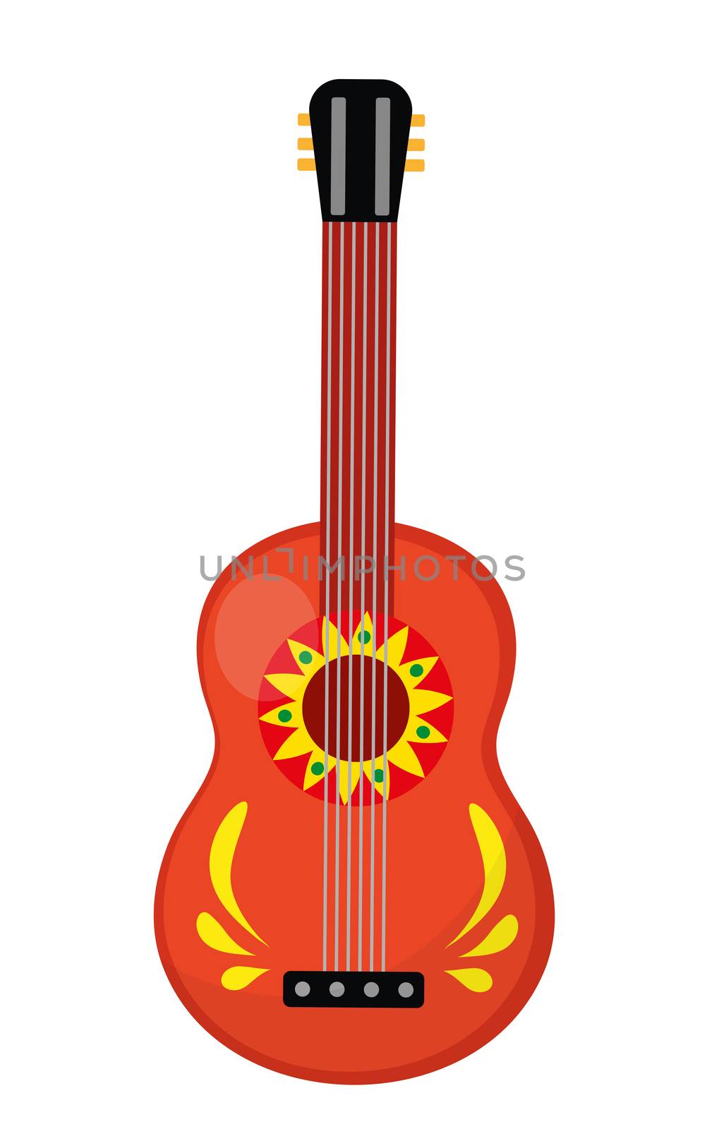 Cuatro guitar icon, flat style. Mexican musical instrument. Isolated on white background. illustration, clip-art. by lucia_fox