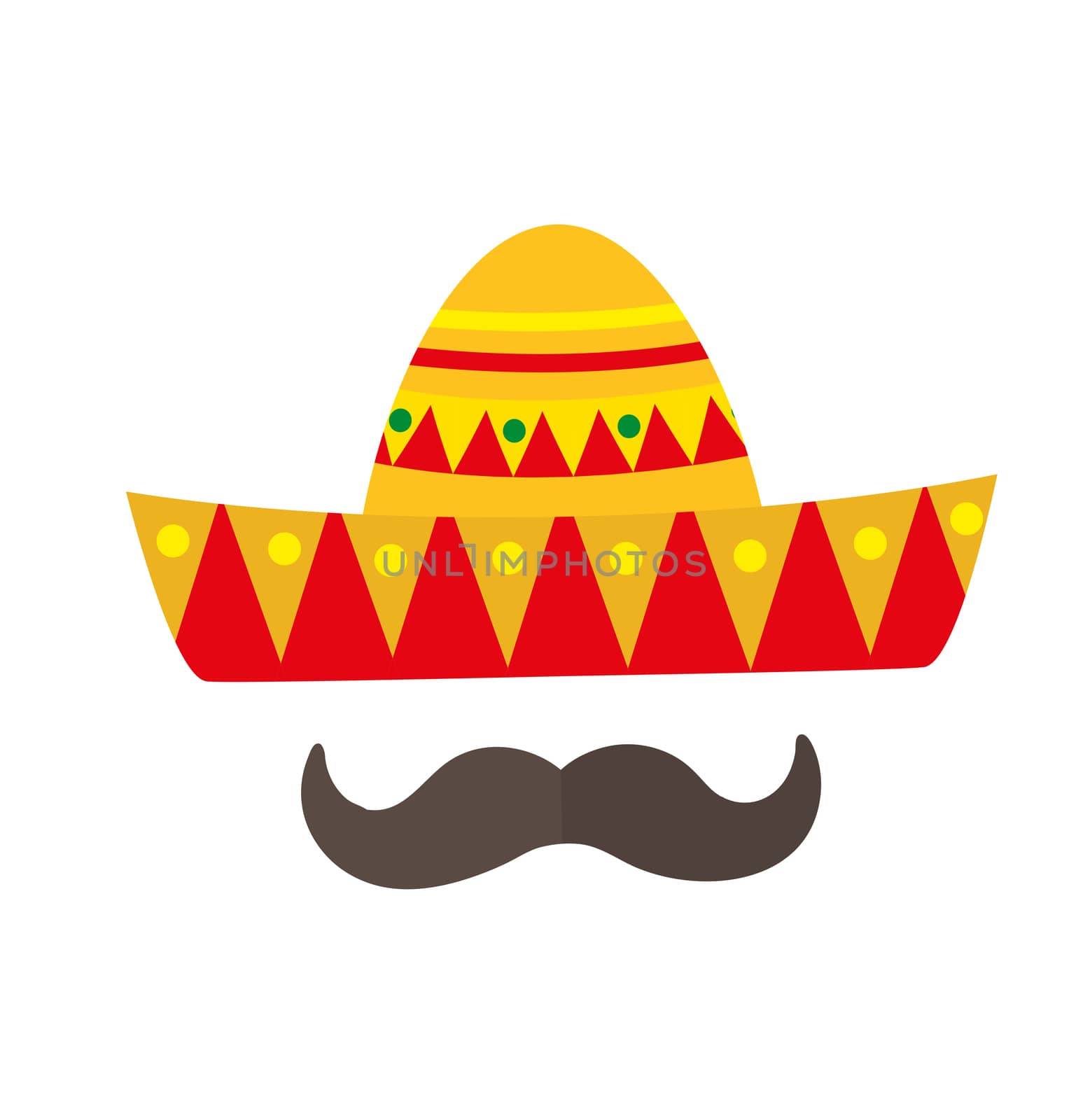 Sombrero icon, flat style. Mexican traditional clothing. Isolated on white background. illustration, clip-art. by lucia_fox