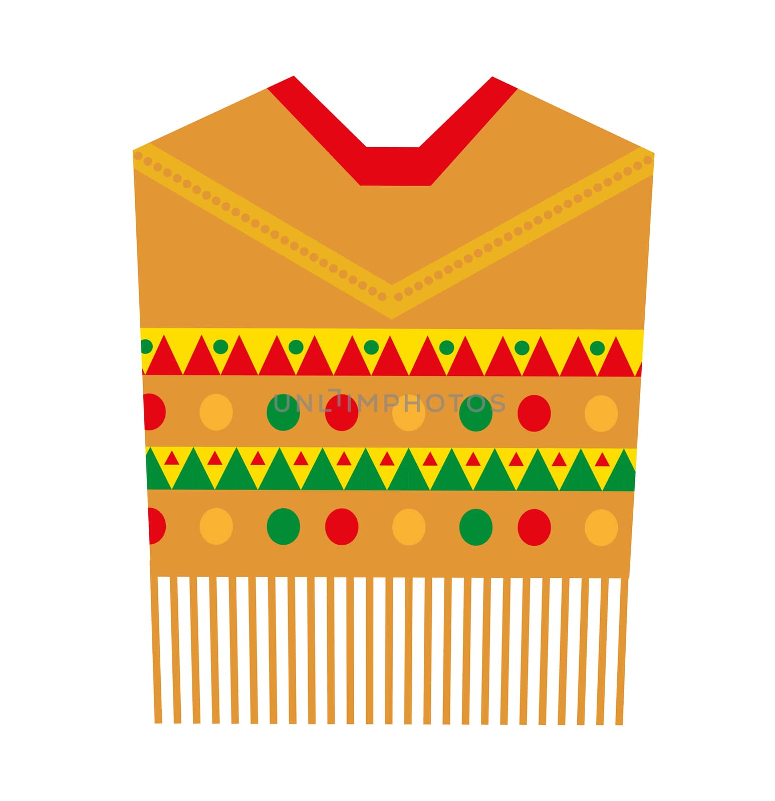 Poncho icon, flat style. Mexican traditional clothing. Isolated on white background. illustration, clip-art. by lucia_fox