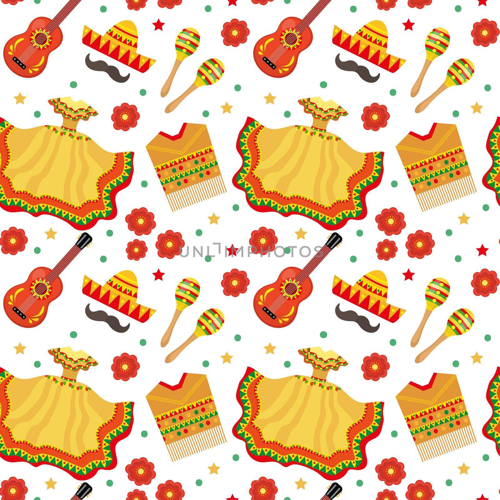 Cinco de Mayo seamless pattern. Mexican holiday endless background, texture. illustration