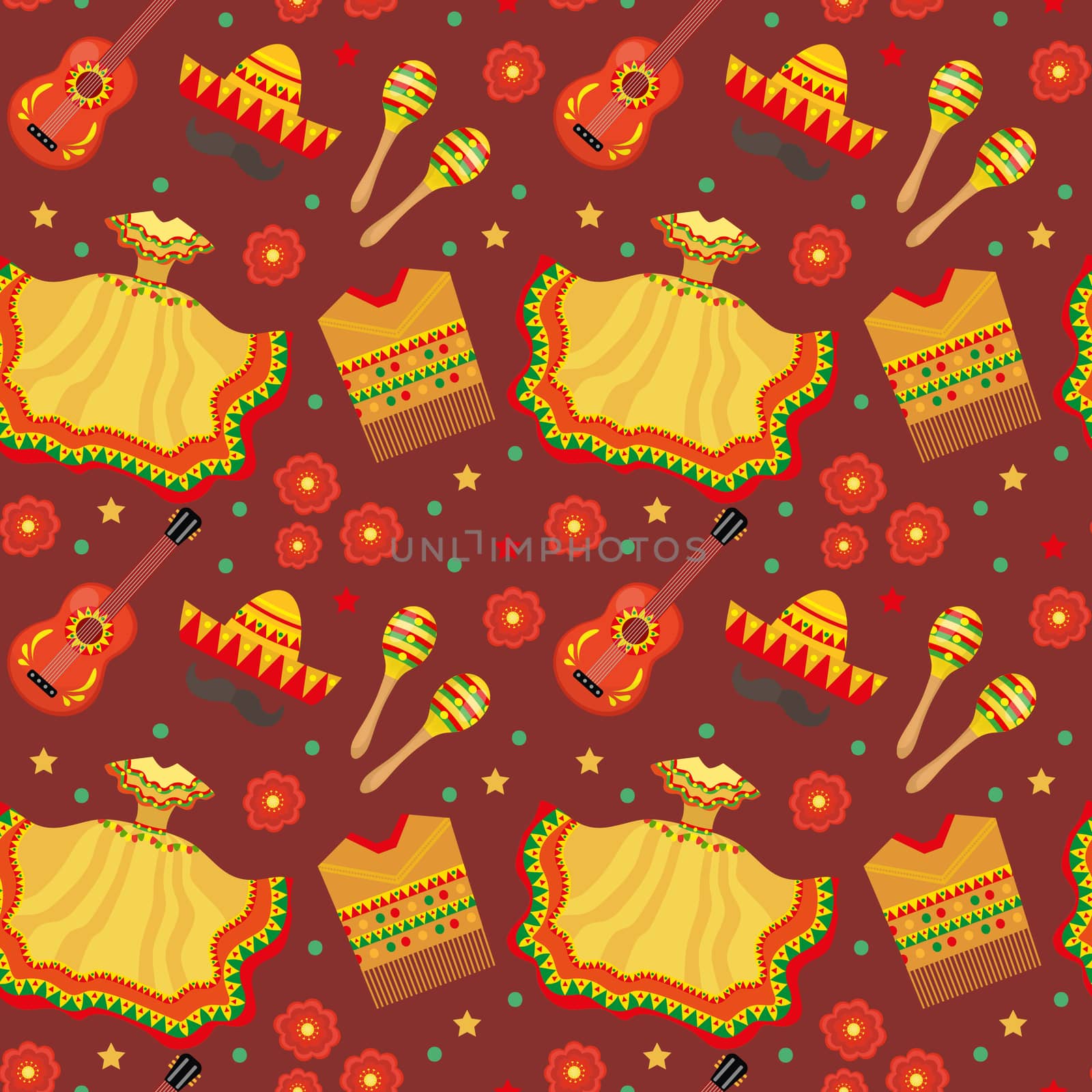 Cinco de Mayo seamless pattern. Mexican holiday endless background, texture. illustration. by lucia_fox