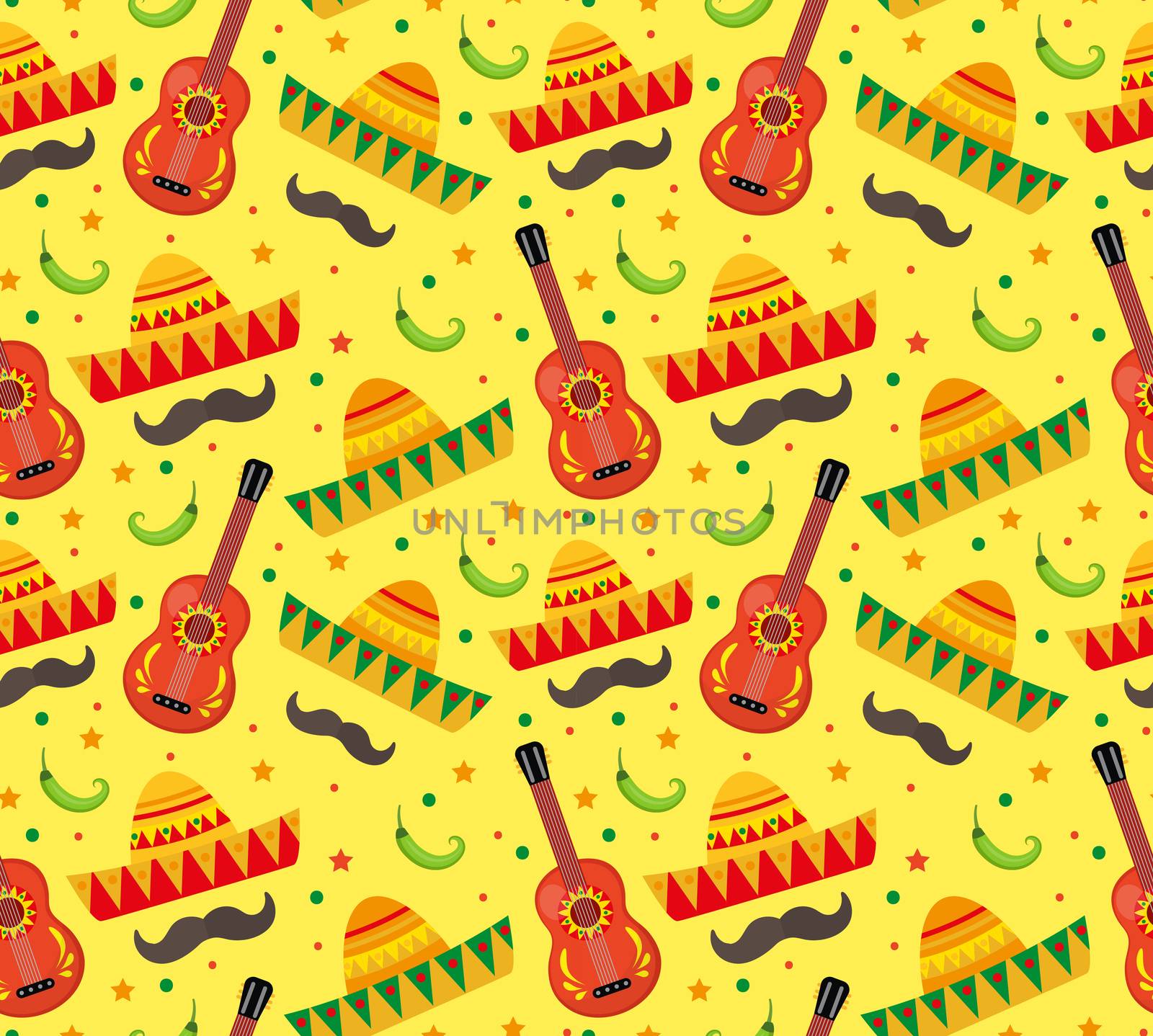 Cinco de Mayo seamless pattern. Mexican holiday endless background, texture. illustration