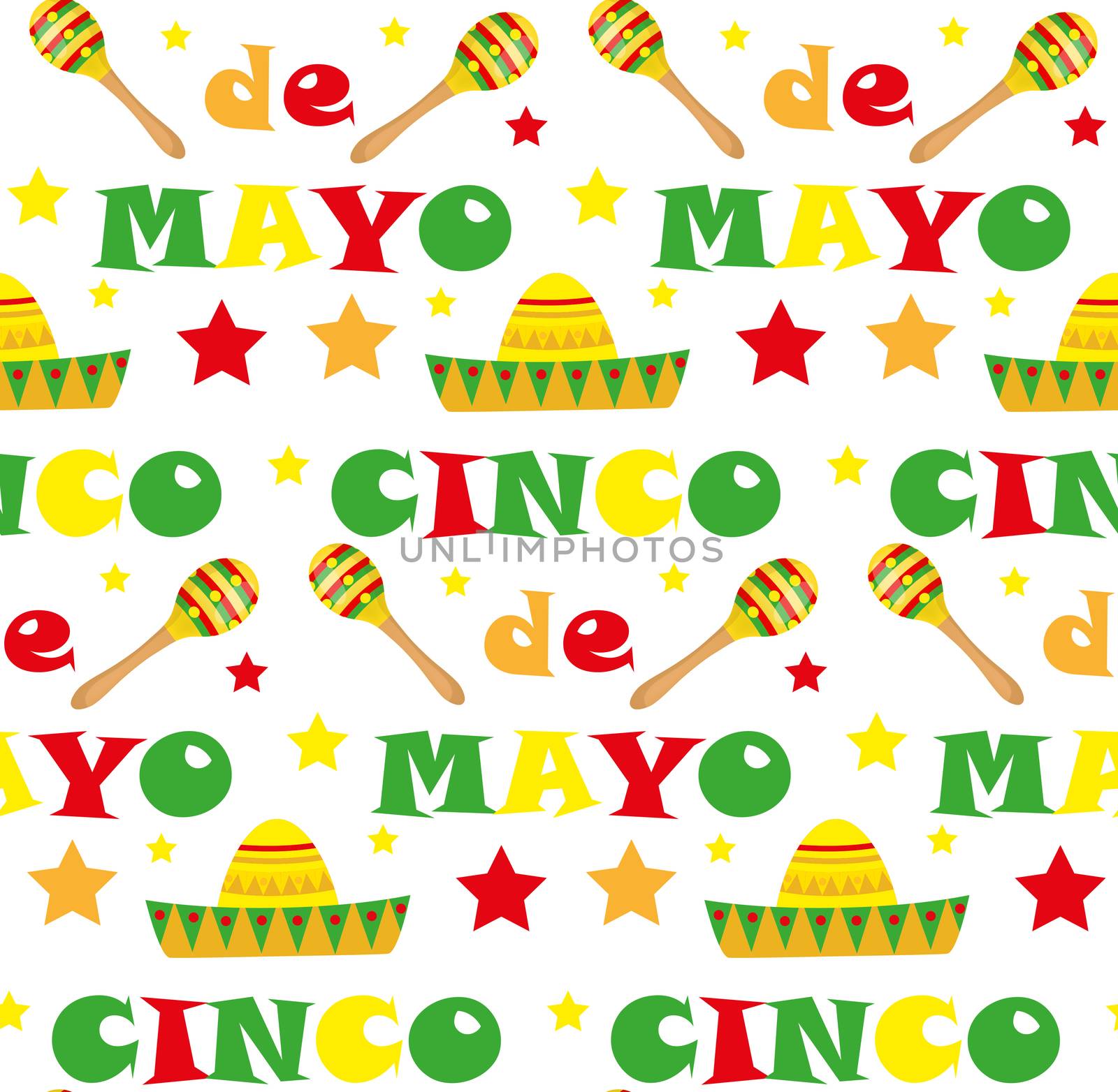 Cinco de Mayo seamless pattern. Mexican holiday endless background, texture. illustration