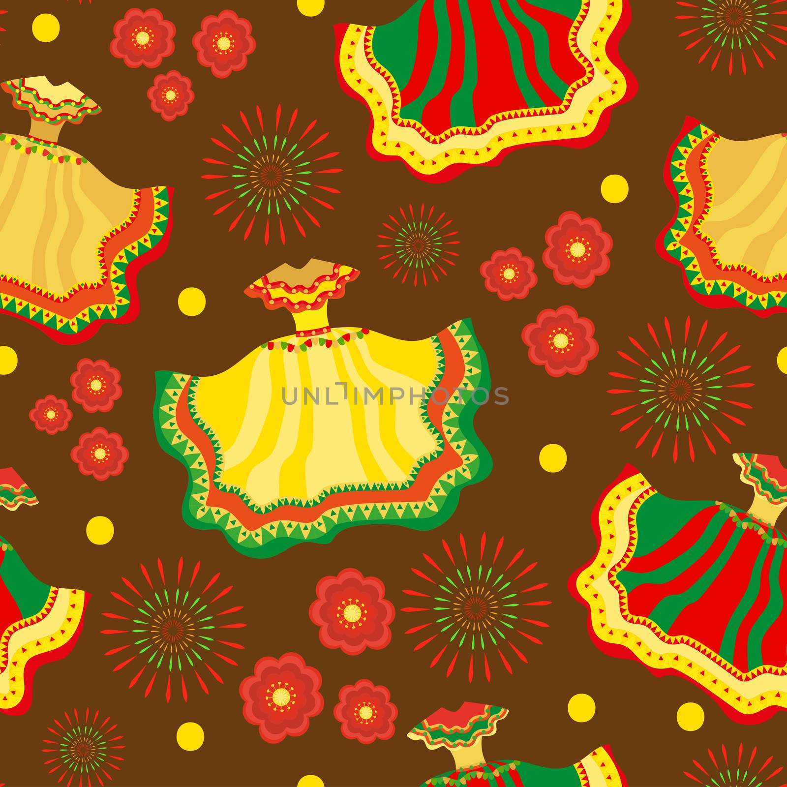 Cinco de Mayo seamless pattern. Mexican holiday endless background, texture. illustration. by lucia_fox