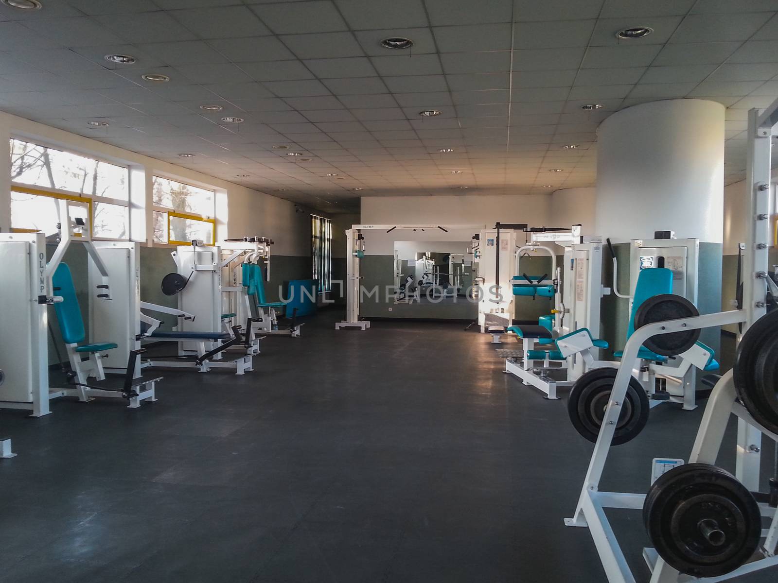 Gym equipment in empty gym