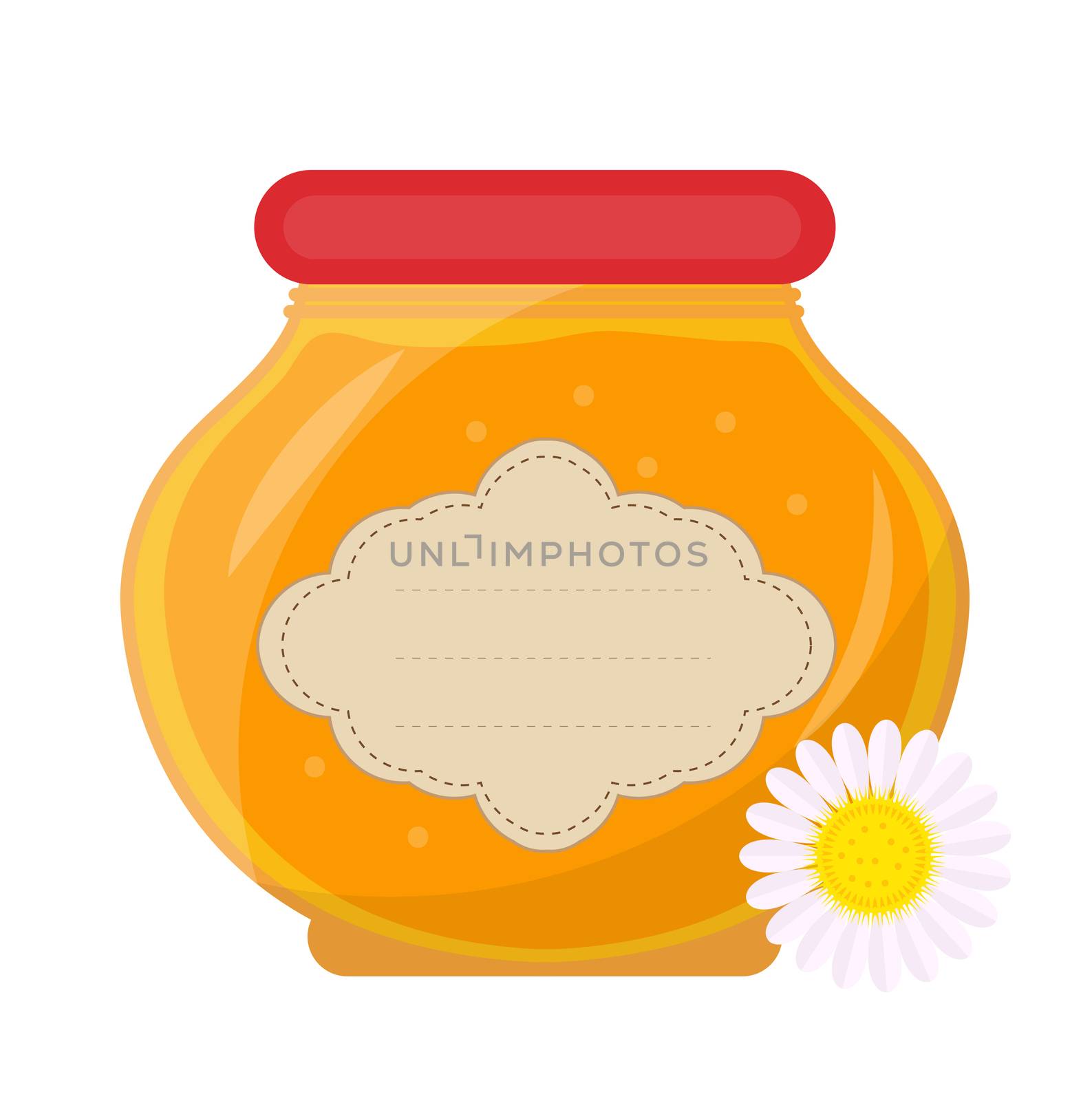 Jar of honey icon, flat style. Isolated on white background. illustration, clip-art