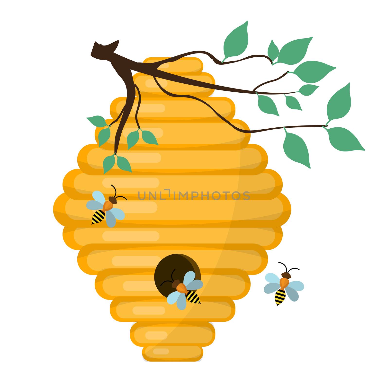 Bee-hive, swarm icon, flat style. Isolated on white background. illustration, clip-art