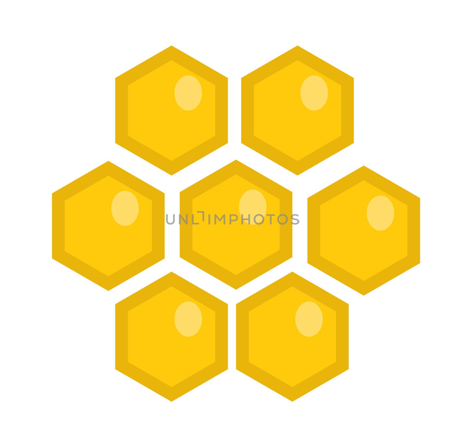 Honey comb icon, flat style. Isolated on white background. illustration, clip-art. by lucia_fox