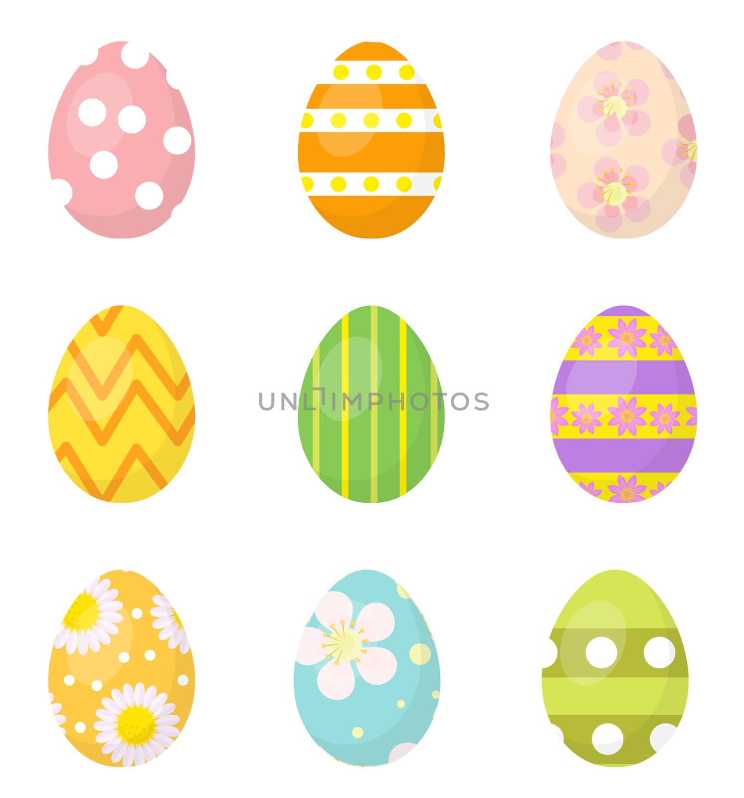 Easter eggs set of icons, design elements. Isolated on white background. illustration. by lucia_fox