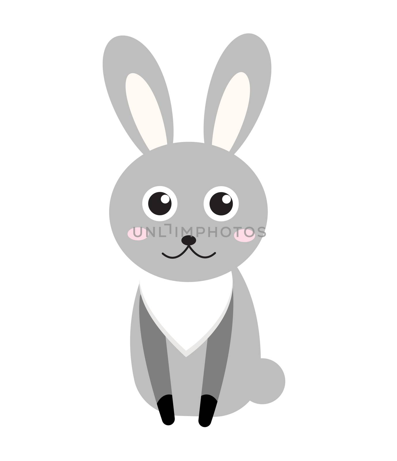 Cute bunny icon, flat style.Rabbit isolated on white background. illustration, clip-art. by lucia_fox