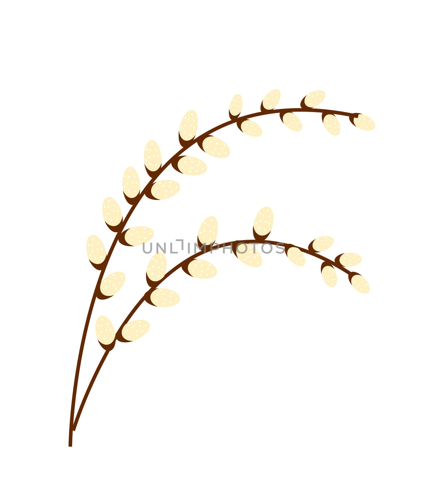 Willow branch icon, flat style. Isolated on white background. illustration, clip-art. by lucia_fox