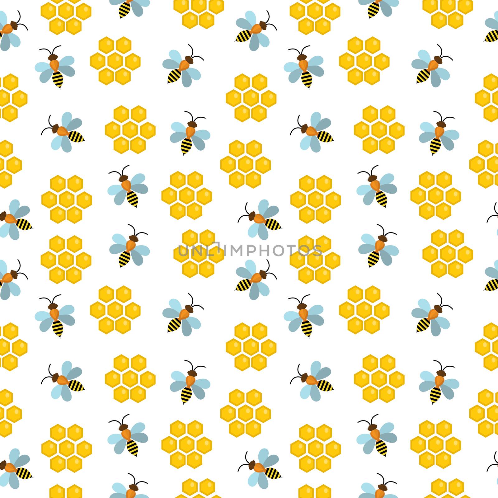 Honey seamless pattern. Beekeeping endless background, texture. illustration. by lucia_fox