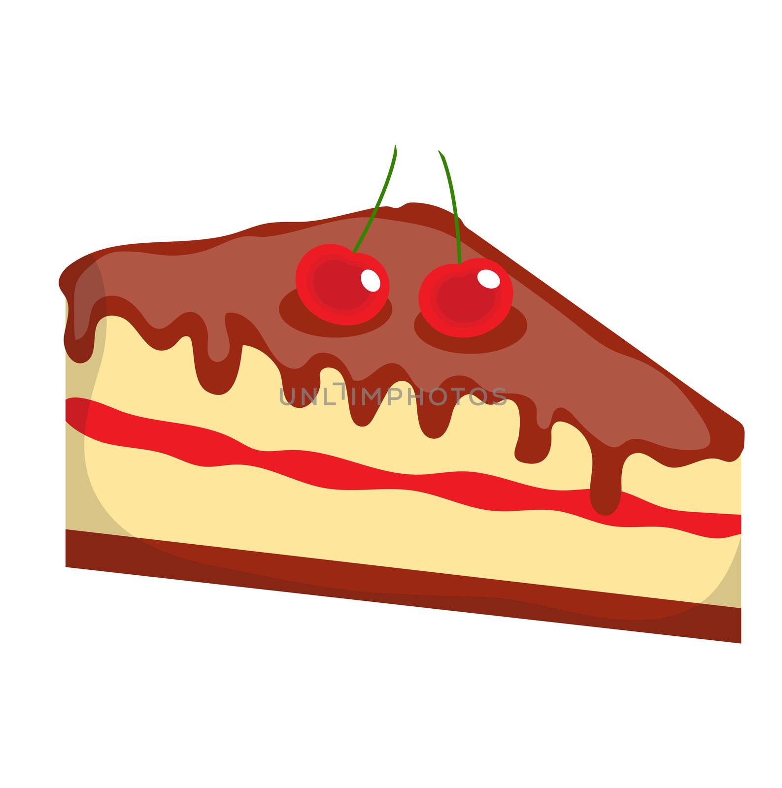 Cheesecake, cake icon, flat, cartoon style.Isolated on white background. illustration, clip-art. by lucia_fox