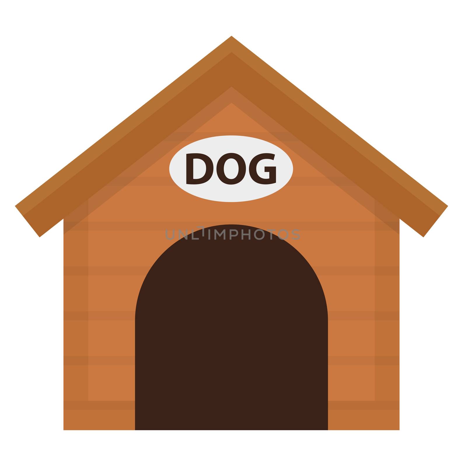Doghouse icon, flat, cartoon style. Wooden house isolated on white background. illustration, clip-art. by lucia_fox
