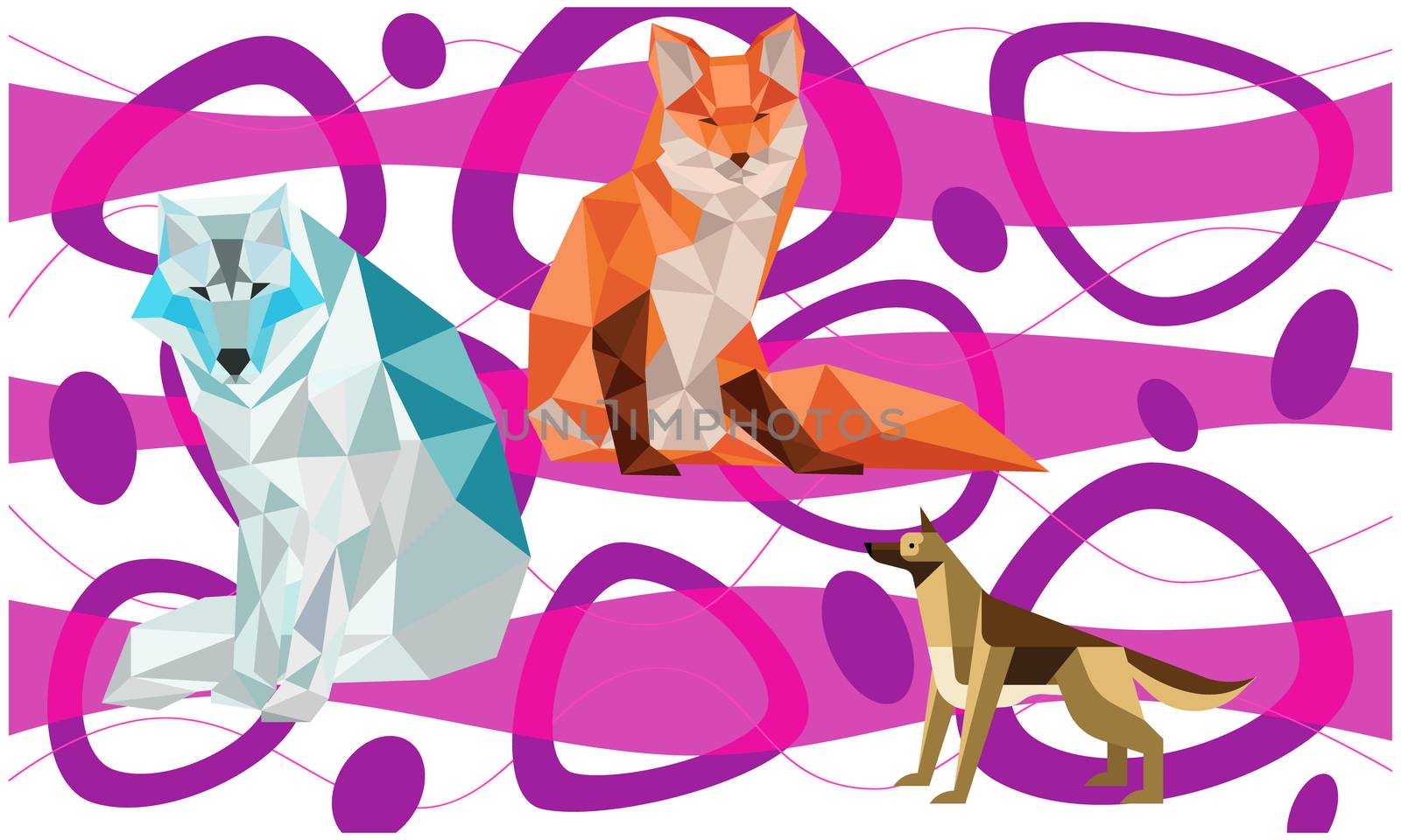 animals made up of different type of Triangles on art background by aanavcreationsplus