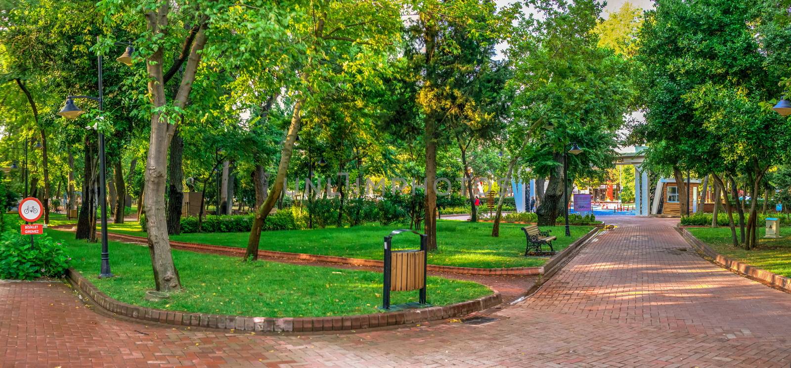 Canakkale, Turkey - 07.23.2019.  Public Garden of Canakkale in Turkey on a sunny summer morning