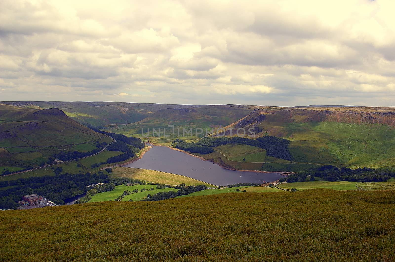 View across to Dovestone Reservoir in the Oldham area near Manchester, UK