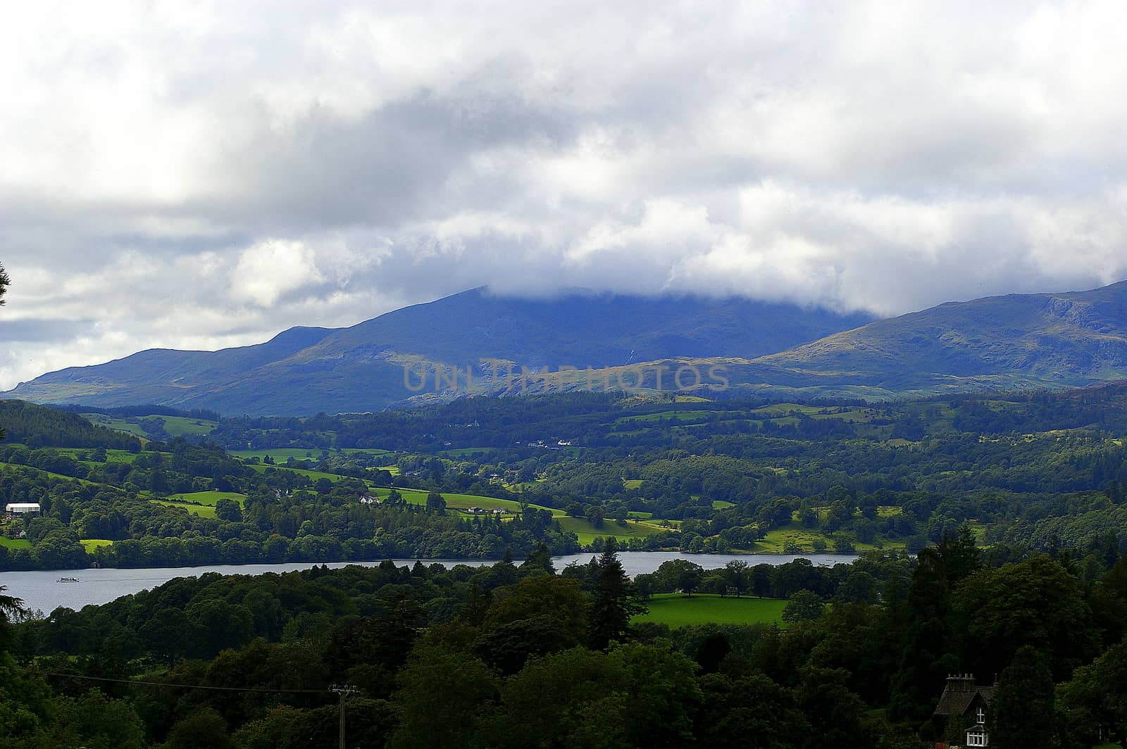 Clouds rolling over Lake Windermere in Britain's Lake District