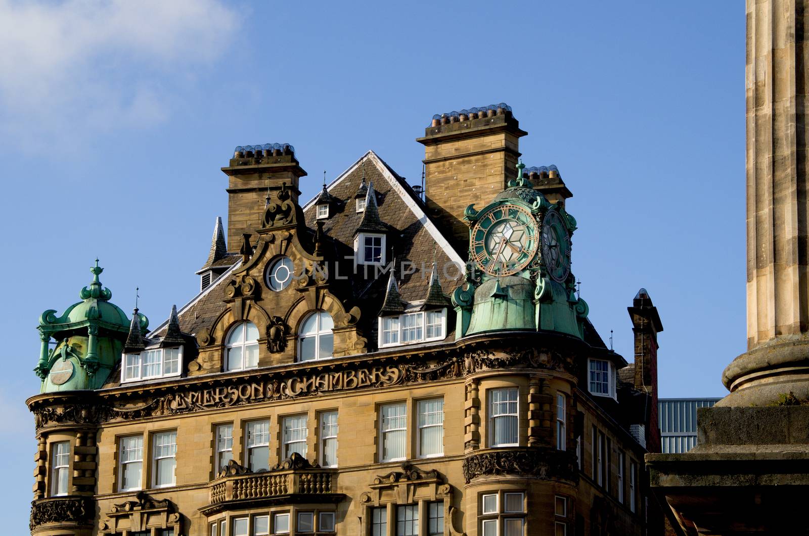Ornate roof of an imposing Newcastle city centre building