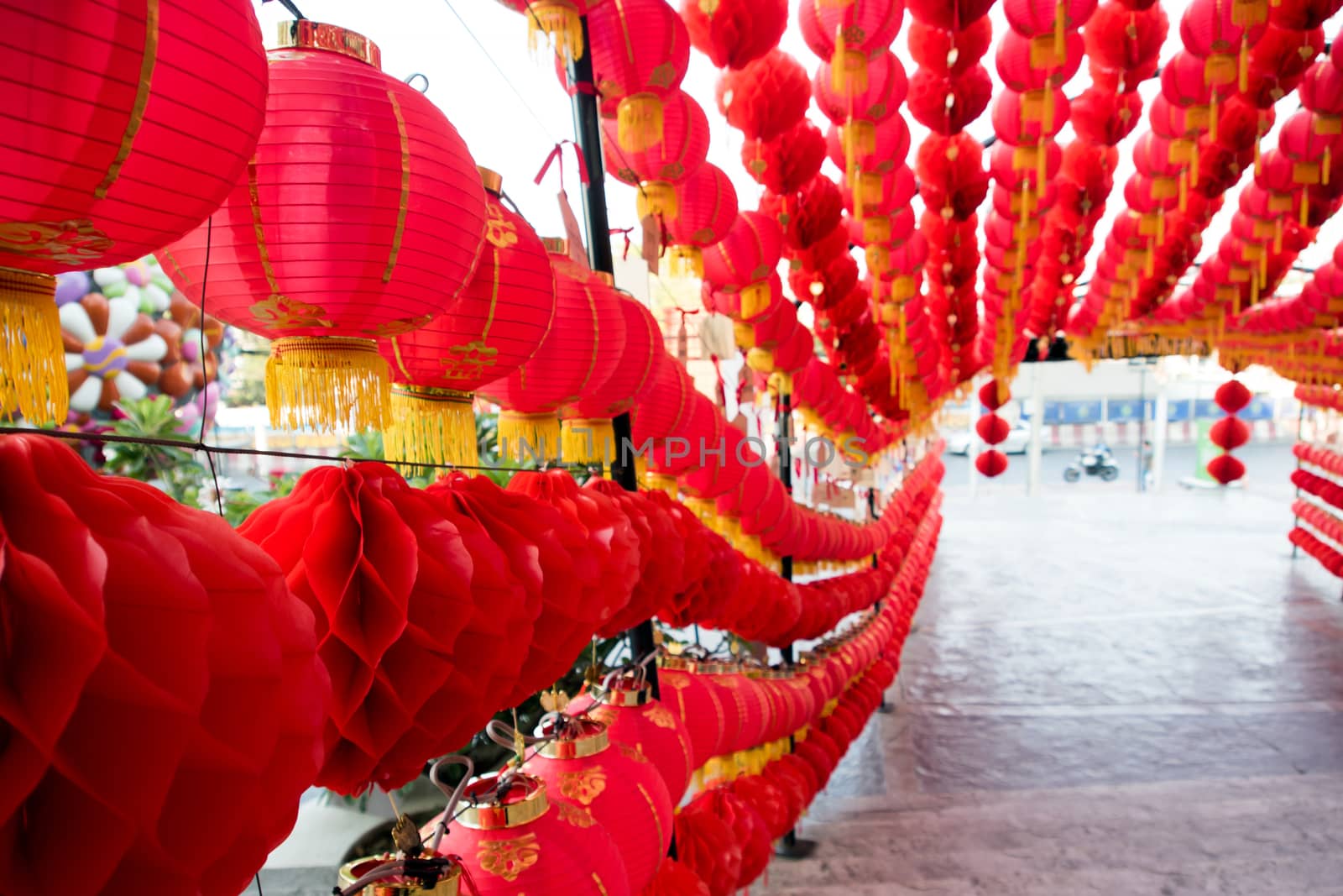 Chinese lantern for Chinese new year festival. Red traditional Chinese lanterns shine for New Year