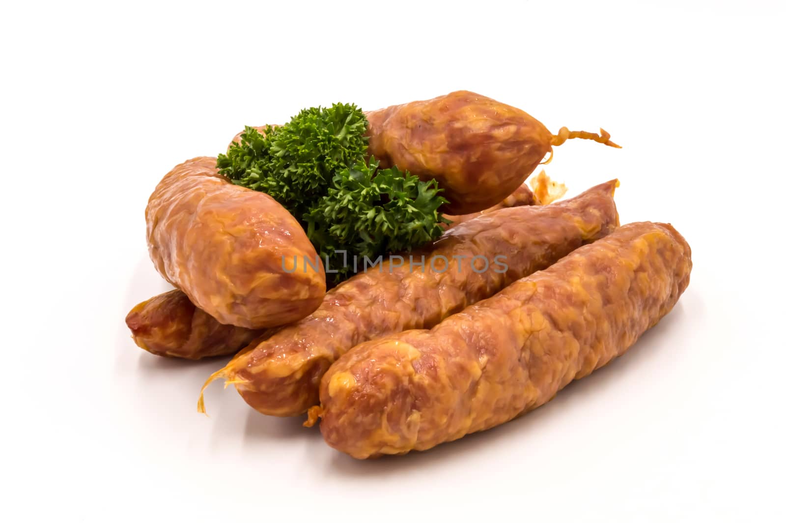 Smoked sausages on a white background  by Philou1000