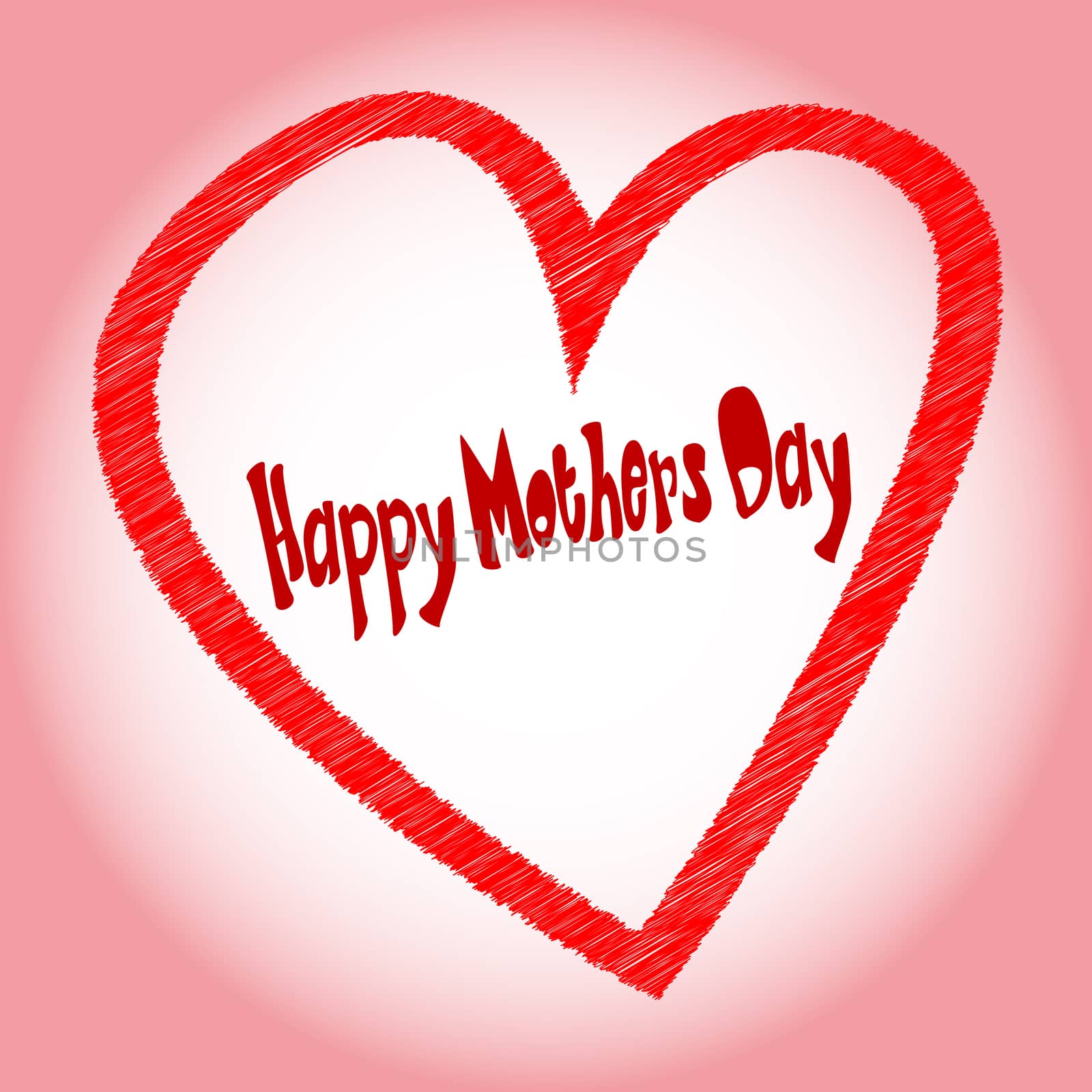 A happy mothers day heart with 'happy mothers day' scrip in original font.