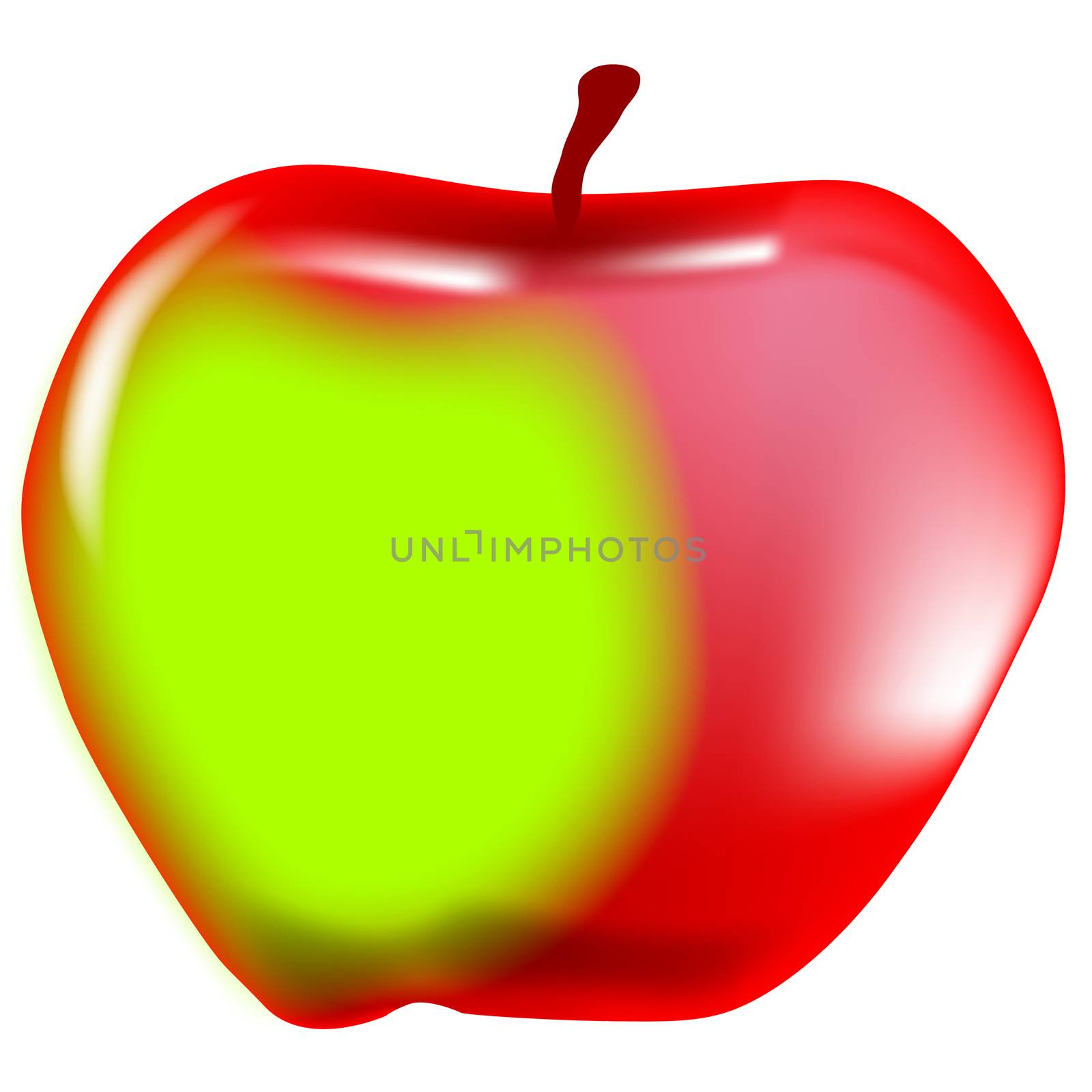 A large red and green juicy apple.