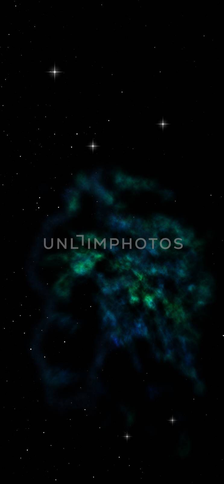 Far being shone nebula and star field against space. Elements of this image furnished by NASA . 3D rendering.