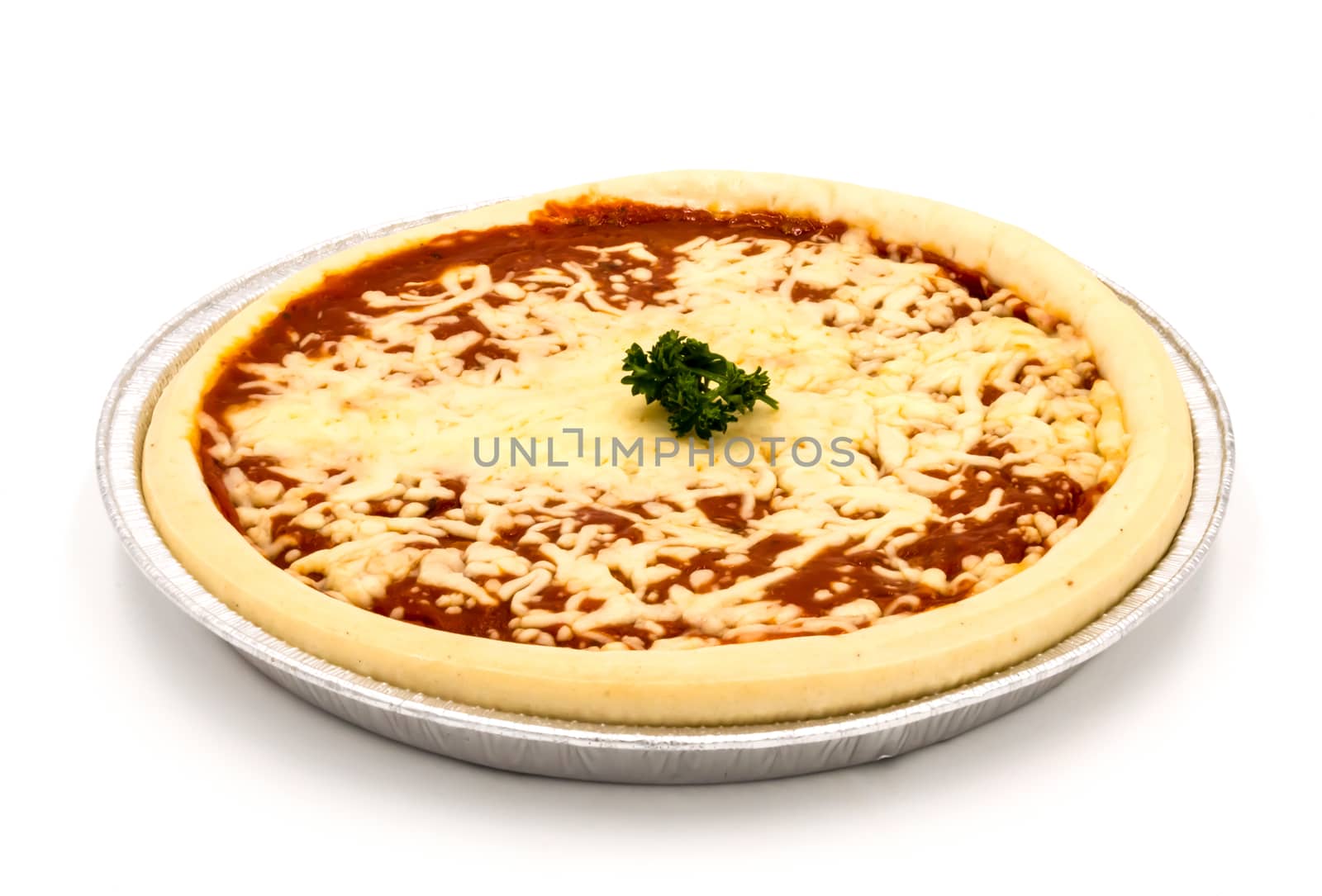 Close up of Bolognese Neapolitan Pizza. , tomato sauce, mozzarella cheese on a white background